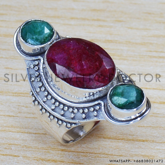 Emerald 925 Sterling Silver Ring (SJWR-1315) Emerald 925 Sterling Silver Ring (SJWR-1315)