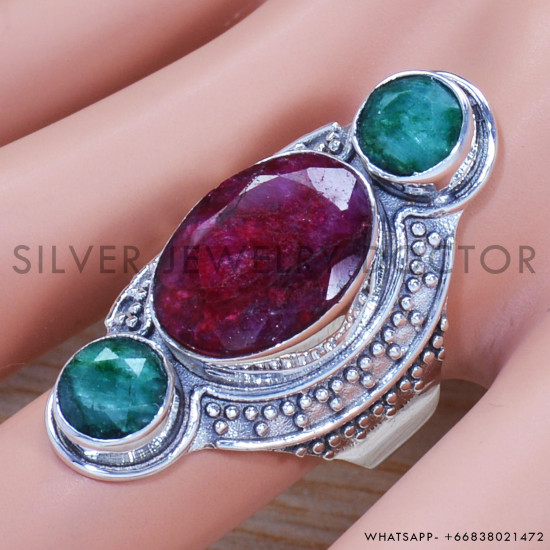 Emerald 925 Sterling Silver Ring (SJWR-1315) Emerald 925 Sterling Silver Ring (SJWR-1315)