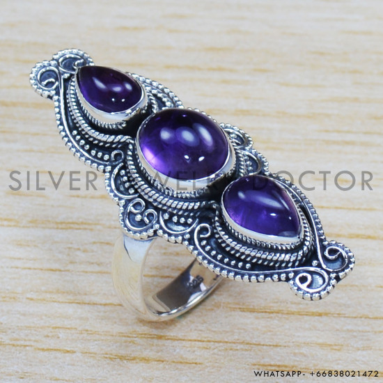 Amethyst 925 Sterling Silver Ring (SJWR-1317)