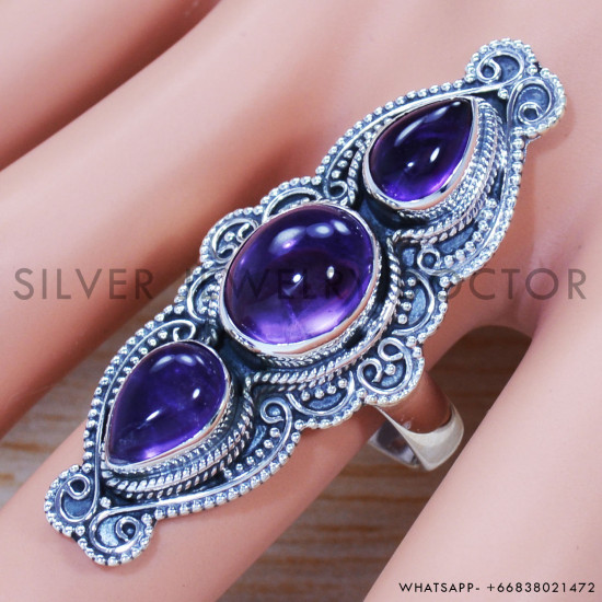 Amethyst 925 Sterling Silver Ring (SJWR-1317)