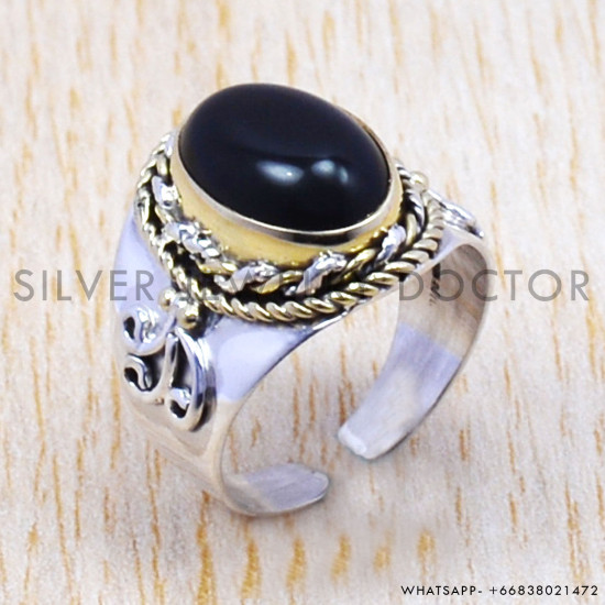 Black Onyx 925 Sterling Silver Ring (SJWR-132) Black Onyx 925 Sterling Silver Ring (SJWR-132)