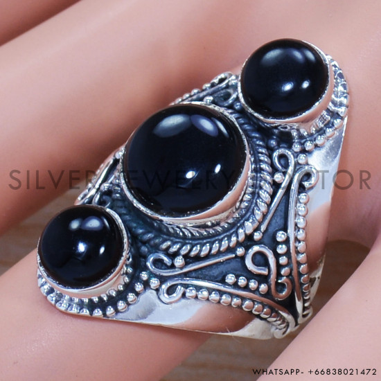Black Onyx 925 Sterling Silver Ring (SJWR-1325) Black Onyx 925 Sterling Silver Ring (SJWR-1325)