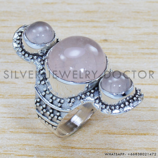 Rose Quartz 925 Sterling Silver Ring (SJWR-1329) Rose Quartz 925 Sterling Silver Ring (SJWR-1329)