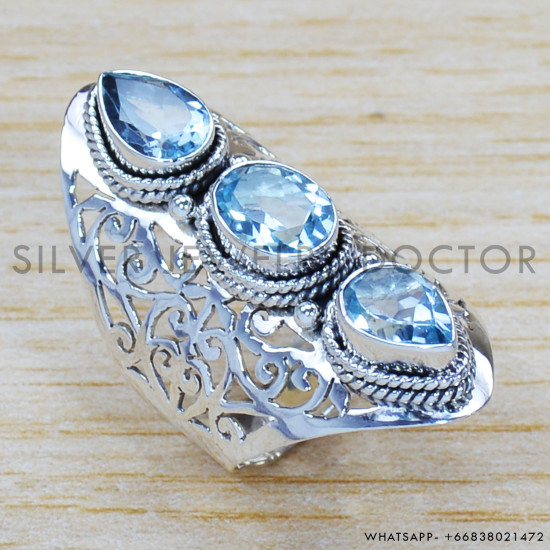 Blue Topaz 925 Sterling Silver Ring (SJWR-1330) Blue Topaz 925 Sterling Silver Ring (SJWR-1330)