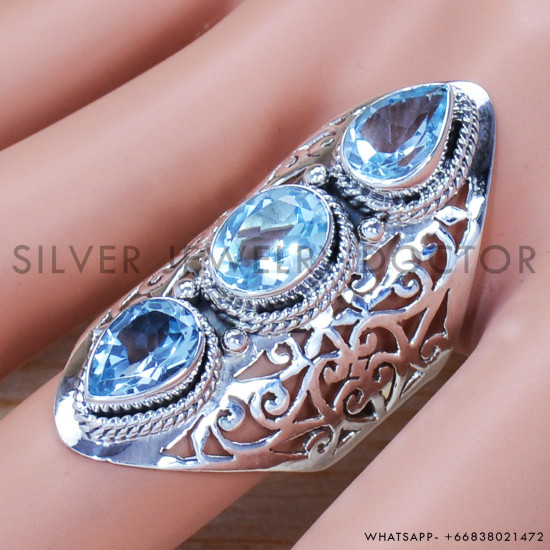 Blue Topaz 925 Sterling Silver Ring (SJWR-1330) Blue Topaz 925 Sterling Silver Ring (SJWR-1330)