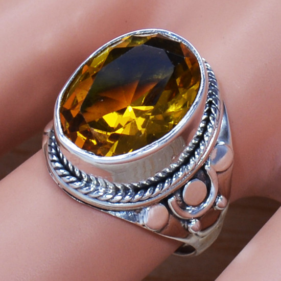 Citrine Gemstone Antique Look Jewelry 925 Sterling Silver Ring SJWR-1346