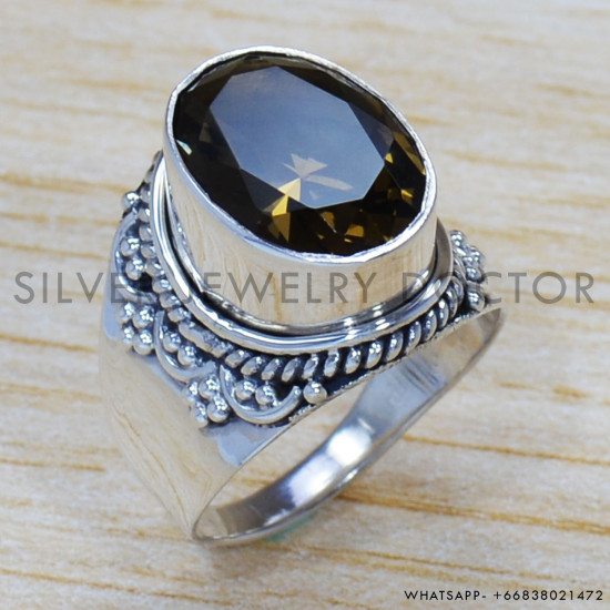 Smoky Quartz 925 Sterling Silver Ring (SJWR-1348) Smoky Quartz 925 Sterling Silver Ring (SJWR-1348)