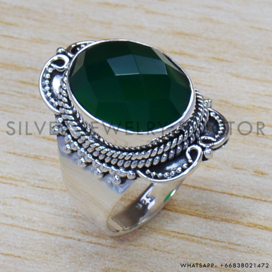 Green Onyx 925 Sterling Silver Ring (SJWR-1354) Green Onyx 925 Sterling Silver Ring (SJWR-1354)