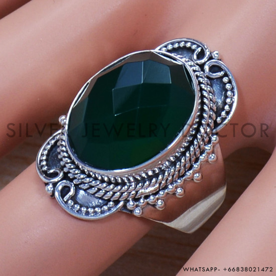 Green Onyx 925 Sterling Silver Ring (SJWR-1354) Green Onyx 925 Sterling Silver Ring (SJWR-1354)