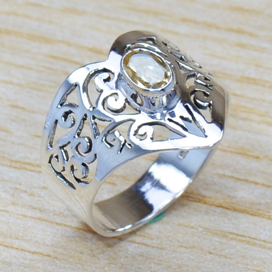 Casual Wear Jewelry Citrine Gemstone 925 Sterling Silver Ring SJWR-1364