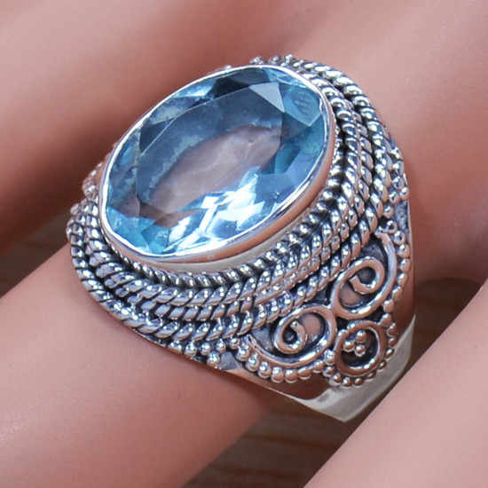 Blue Topaz Gemstone Stylish Jewelry 925 Sterling Silver Ring SJWR-1365