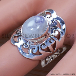 Rainbow Moonstone 925 Sterling Silver Ring (SJWR-1379)