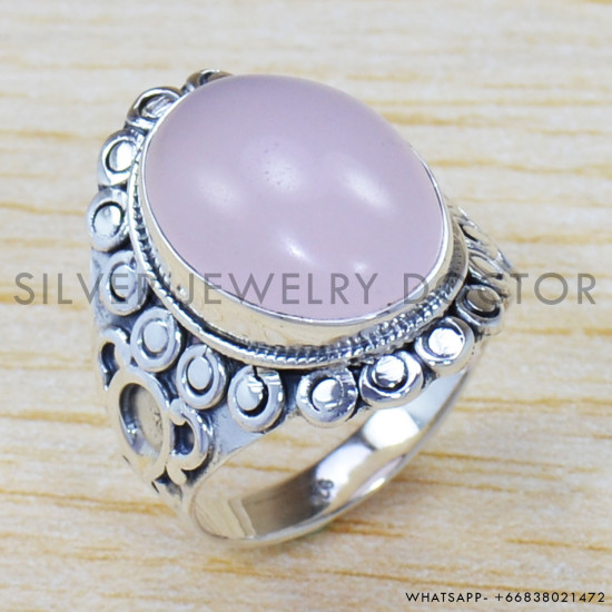 Wholesale Price Jewelry Rose Quartz Gemstone 925 Sterling Silver Ring SJWR-1393