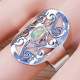 925 Sterling Silver Vintage Look Jewelry White Opal Gemstone Ring SJWR-1398