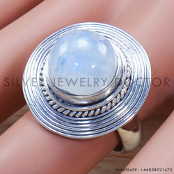 Rainbow Moonstone 925 Sterling Silver Ring (SJWR-1404)