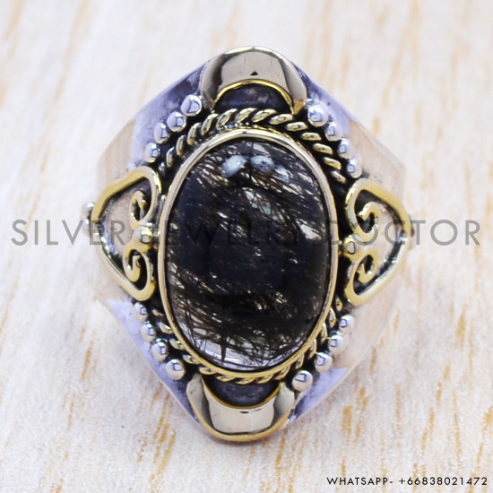 Black Rutile 925 Sterling Silver Ring (SJWR-141) Black Rutile 925 Sterling Silver Ring (SJWR-141)