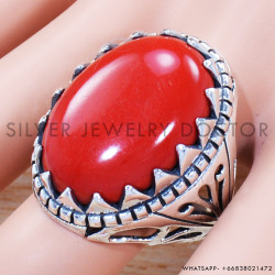 Coral 925 Sterling Silver Ring (SJWR-1412)