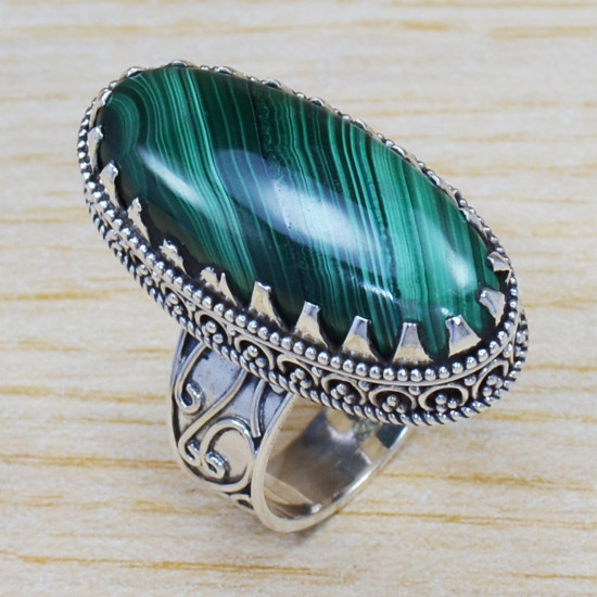 Designer Jewelry 925 Sterling Silver Malachite Gemstone Ring SJWR-1416