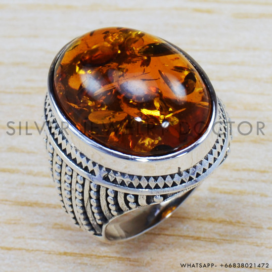 Amber 925 Sterling Silver Ring (SJWR-1417)