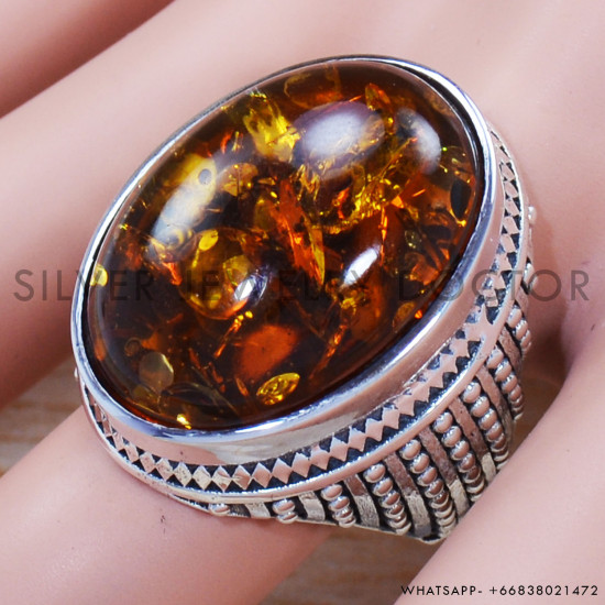 Amber 925 Sterling Silver Ring (SJWR-1417)