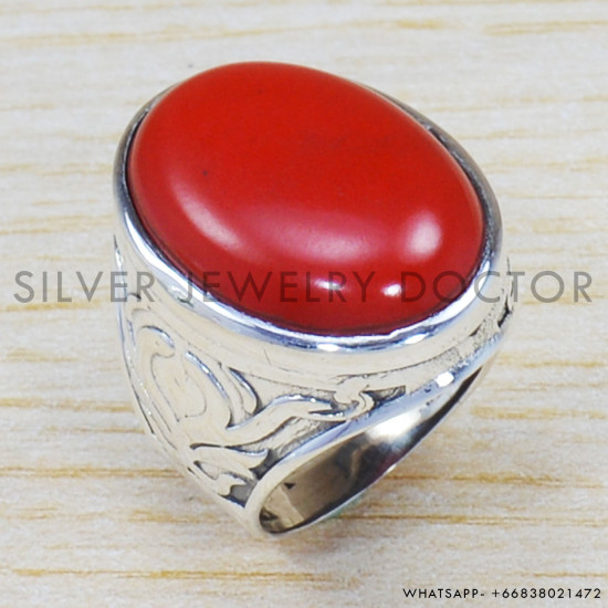 Coral 925 Sterling Silver Ring (SJWR-1423) Coral 925 Sterling Silver Ring (SJWR-1423)