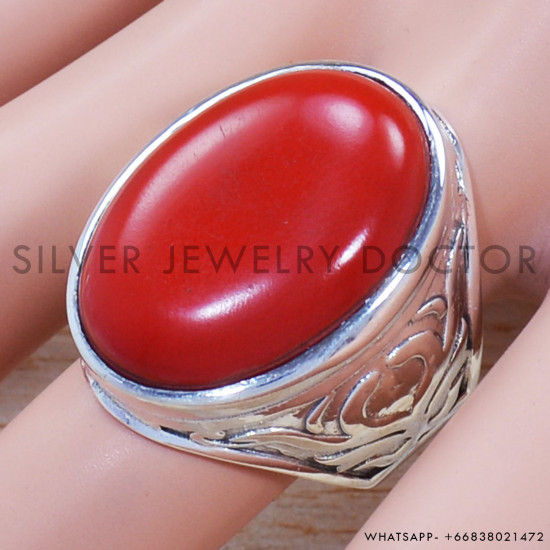 Coral 925 Sterling Silver Ring (SJWR-1423) Coral 925 Sterling Silver Ring (SJWR-1423)