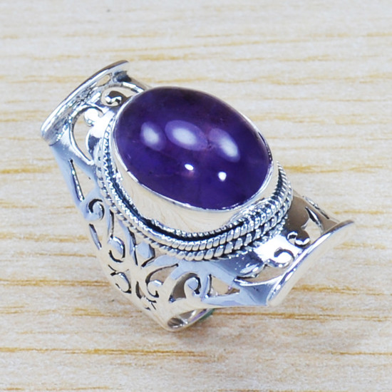 Casual Wear Jewelry 925 Sterling Silver Amethyst Gemstone Ring SJWR-1424