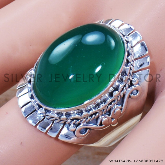Green Onyx 925 Sterling Silver Ring (SJWR-1425) Green Onyx 925 Sterling Silver Ring (SJWR-1425)