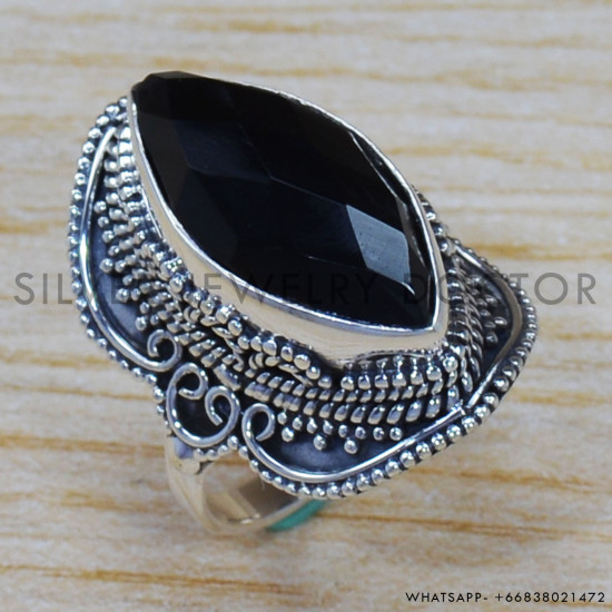 Black Onyx 925 Sterling Silver Ring (SJWR-1426)