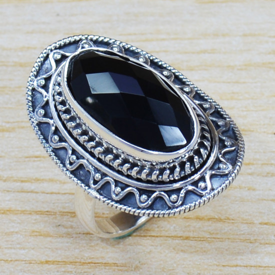 Beautiful 925 Sterling Silver Black Onyx Gemstone Jewelry Ring SJWR-1427
