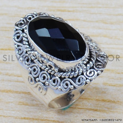 Black Onyx 925 Sterling Silver Ring (SJWR-1432)