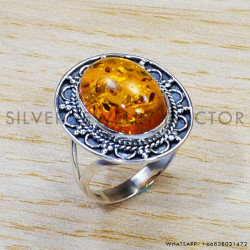 Amber 925 Sterling Silver Ring (SJWR-1437)