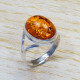 Authentic 925 Sterling Silver Amber Gemstone Fancy Jewelry Ring SJWR-1439