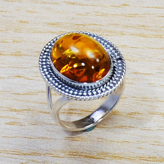 Amber Gemstone Indian Fashion Jewelry 925 Sterling Silver Ring SJWR-1440