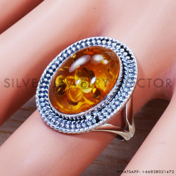 Amber 925 Sterling Silver Ring (SJWR-1440)
