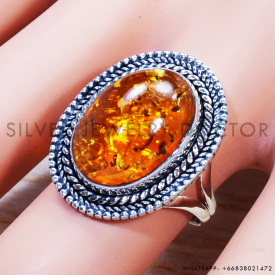 Amber 925 Sterling Silver Ring (SJWR-1441)