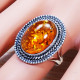 925 Sterling Silver New Jewelry Amber Gemstone Wedding Ring SJWR-1441