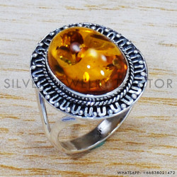 Amber 925 Sterling Silver Ring (SJWR-1442) Amber 925 Sterling Silver Ring (SJWR-1442)