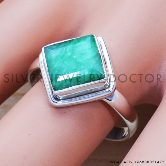 Emerald 925 Sterling Silver Ring (SJWR-1444)
