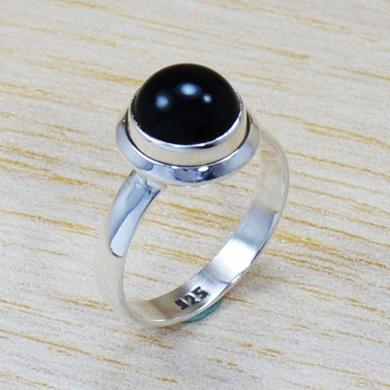 925 Sterling Silver Black Onyx Gemstone Light Weight Jewelry Ring SJWR-1452