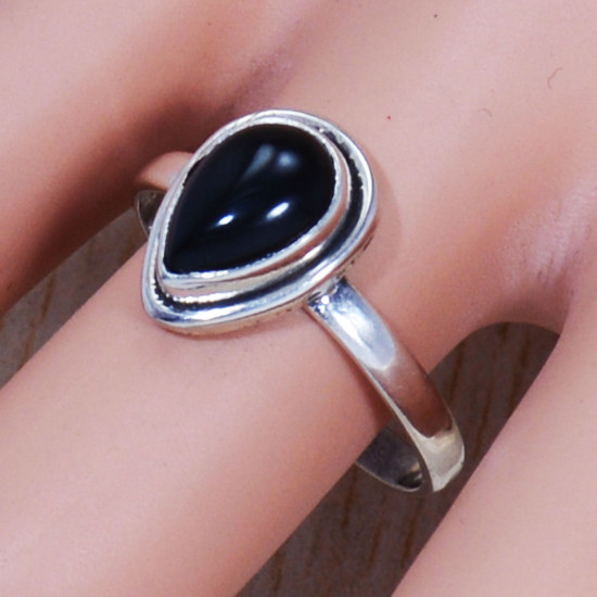 Ancient Look Jewelry 925 Sterling Silver Black Onyx Gemstone Ring SJWR-1454