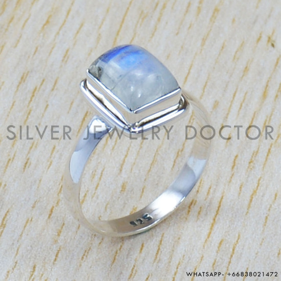 Rainbow Moonstone 925 Sterling Silver Ring (SJWR-1463)