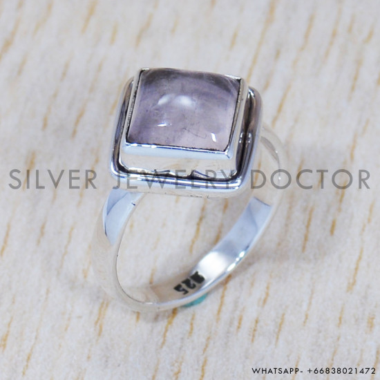 Rose Quartz 925 Sterling Silver Ring (SJWR-1474)