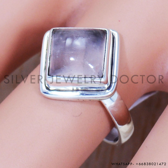 Rose Quartz 925 Sterling Silver Ring (SJWR-1474)