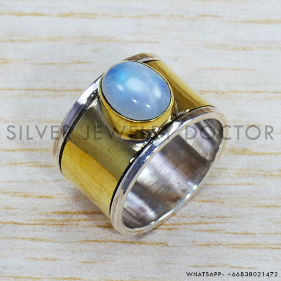 Rainbow Moonstone 925 Sterling Silver Ring (SJWR-1482) Rainbow Moonstone 925 Sterling Silver Ring (SJWR-1482)