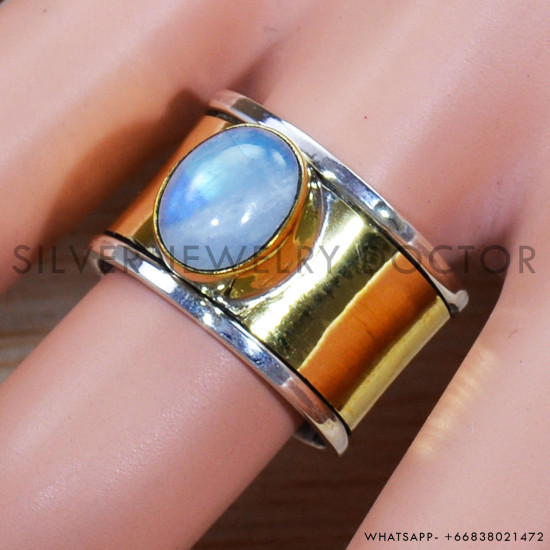 Rainbow Moonstone 925 Sterling Silver Ring (SJWR-1482) Rainbow Moonstone 925 Sterling Silver Ring (SJWR-1482)