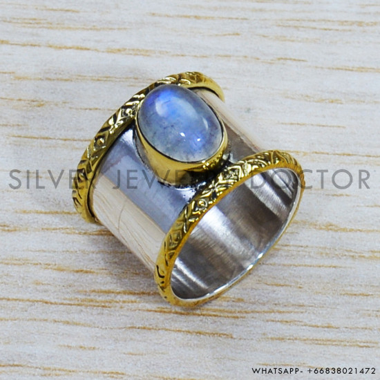 Rainbow Moonstone 925 Sterling Silver Ring (SJWR-1486) Rainbow Moonstone 925 Sterling Silver Ring (SJWR-1486)