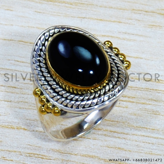 Black Onyx 925 Sterling Silver Ring (SJWR-1500)