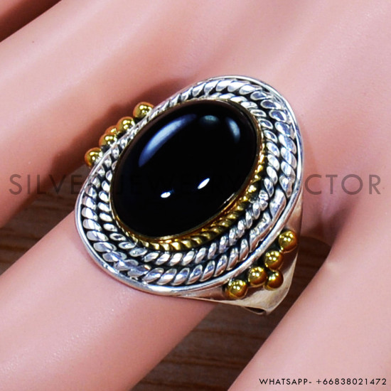 Black Onyx 925 Sterling Silver Ring (SJWR-1500)
