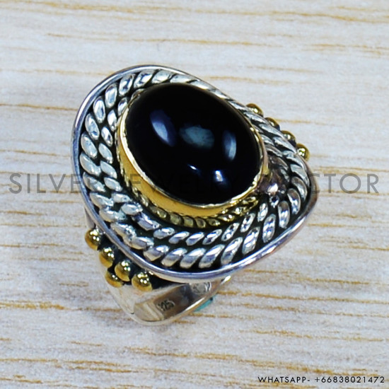 Black Onyx 925 Sterling Silver Ring (SJWR-1501)